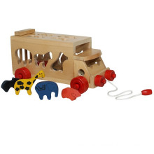 wooden pull animal bus for child